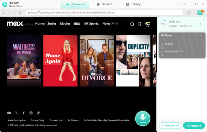 downloading movies from max