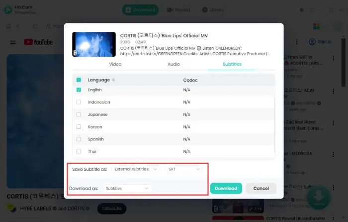 download youtube subtitles