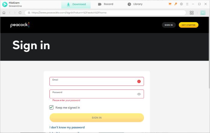 log into peacock account