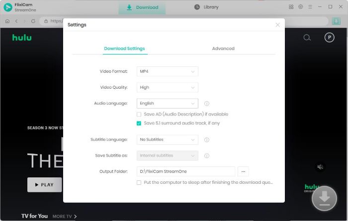 output settings