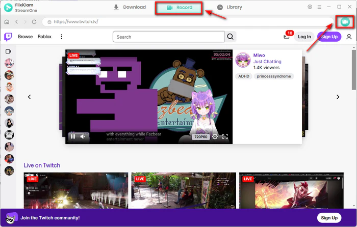 log into twitch